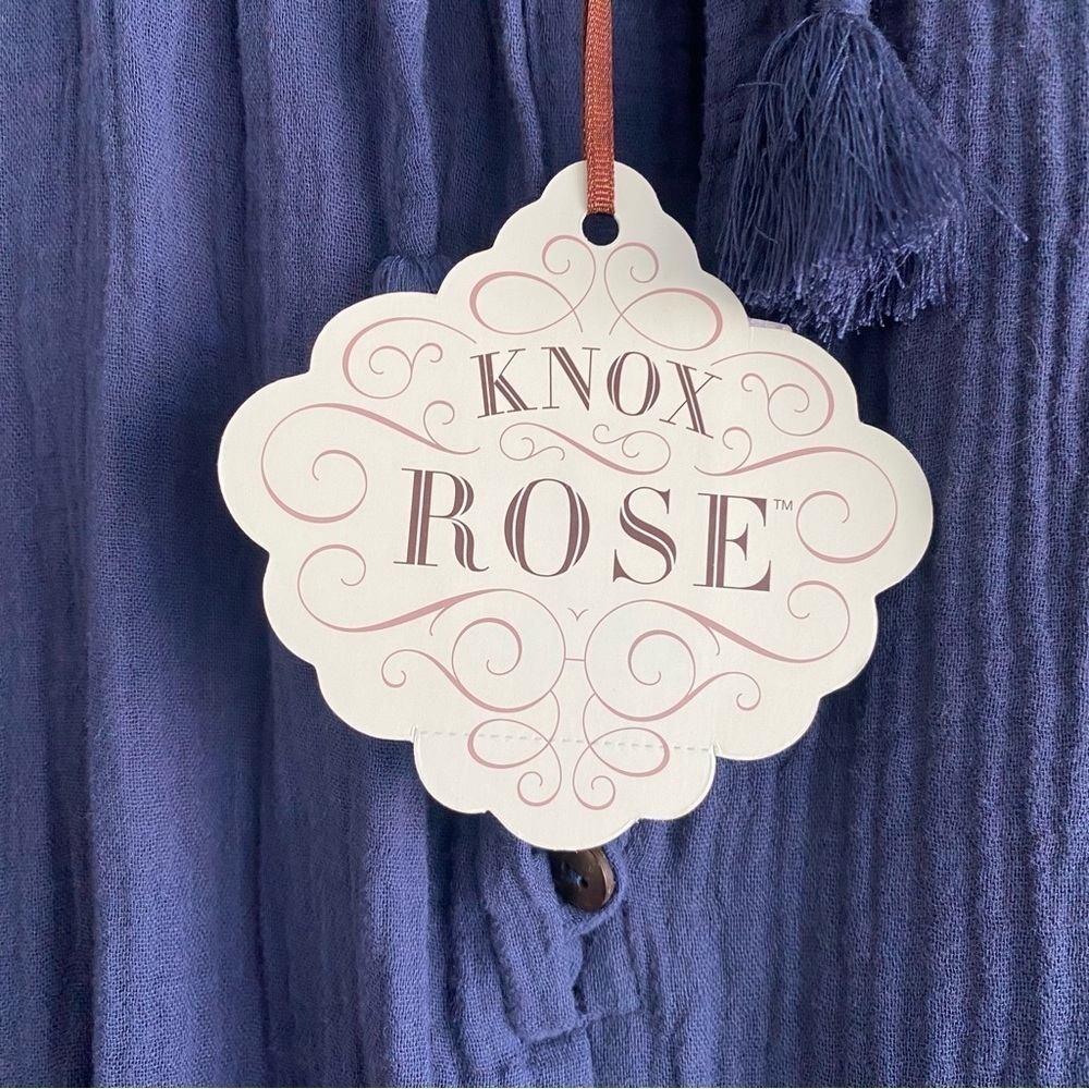 Women's Short Sleeve Gauze Romper - Knox Rose Navy Blue Size L - Picture 7 of 8